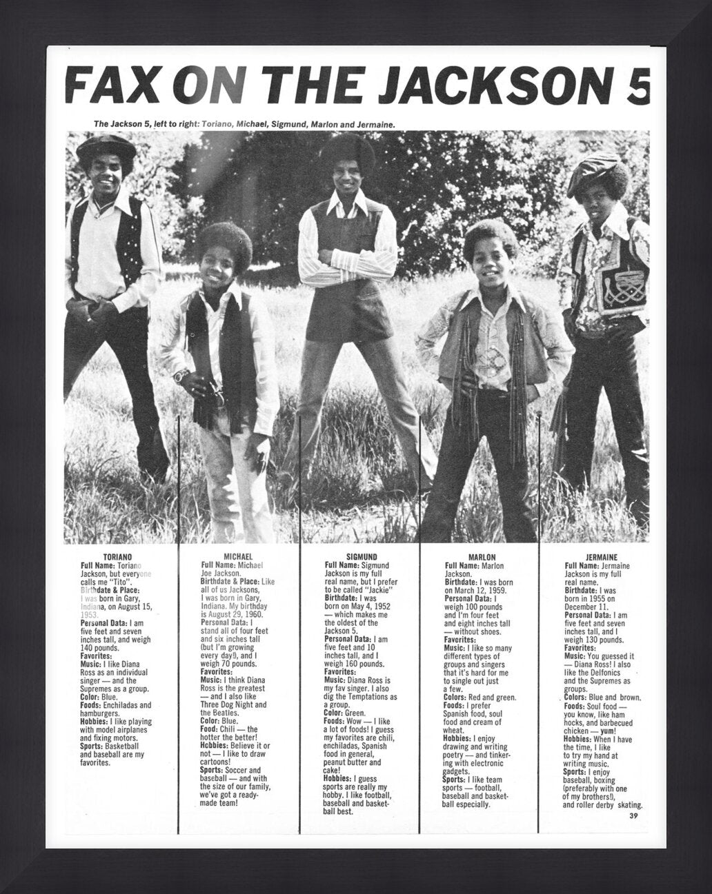 Fax on the Jackson 5 Article Reprint