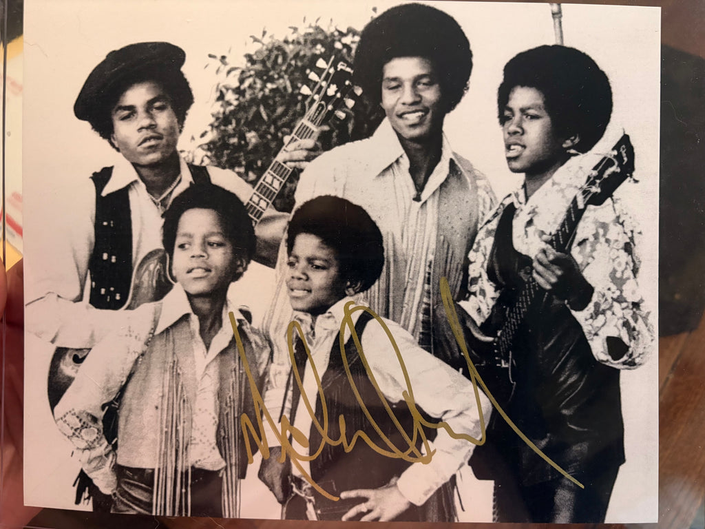 Michael Jackson Autographed Vintage B&W Photo – Gold Paint Pen Signature